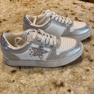 Silver and White Star Sneakers